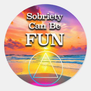 Sticker Rond La sobriété peut être amusante slogan de rétabliss