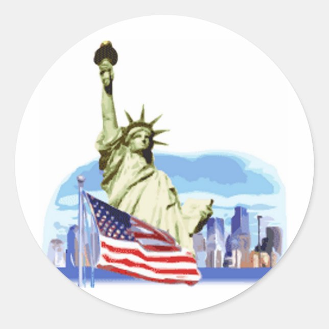 Sticker Rond La statue de la liberté à New York (Devant)