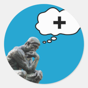 Sticker Rond La statue du penseur de Rodin - Pensez positif