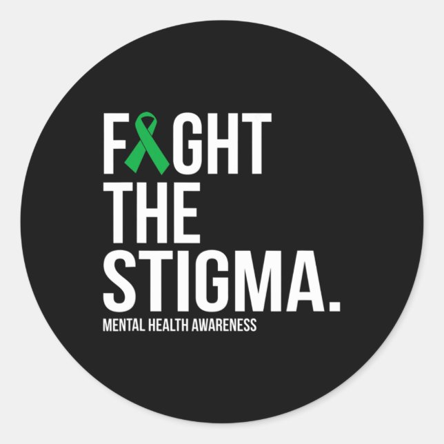 Sticker Rond La Stigma Green Ribbon santé mentale (Devant)