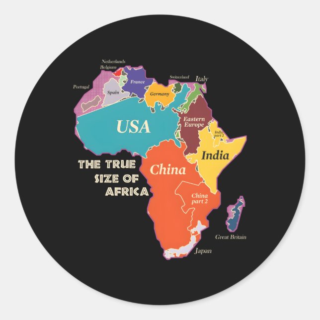 Sticker Rond La Taille Réelle De L'Afrique (Devant)