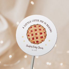 Sticker Rond La tarte à croûte d'aquarelle moderne est Baby sho