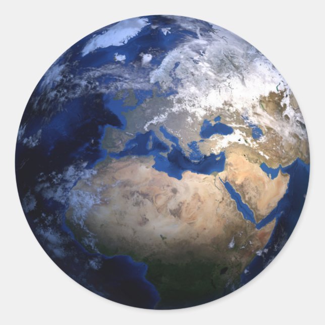 Sticker Rond La Terre Bleue De L'Espace Inspiré Monde (Devant)