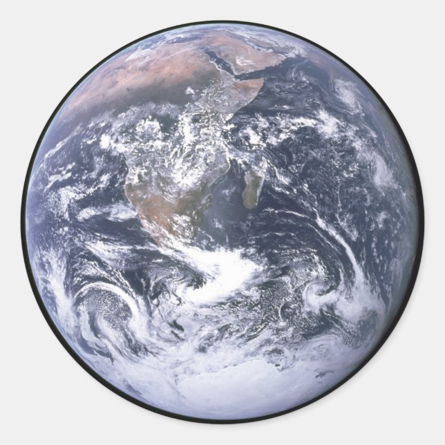 Sticker Rond La Terre "Marbre Bleu" semble d'Apollo 17 (Devant)