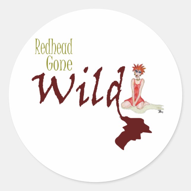 Sticker Rond La tête rouge est devenue sauvage (Devant)