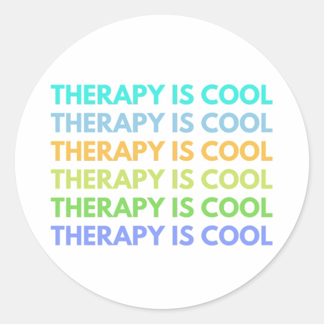 Sticker Rond La thérapie est Cool (Devant)