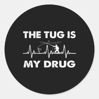 Sticker Rond La Traction Est Ma Drogue - Pêche Drôle Pêcheur