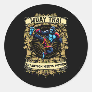 Sticker Rond La tradition rencontre la puissance - Kickboxing e
