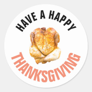 Sticker Rond La Turquie rôtie, Avoir un Bon thanksgiving