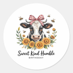 Sticker Rond La vache à fraise Joyfull aime le T-Shi classique