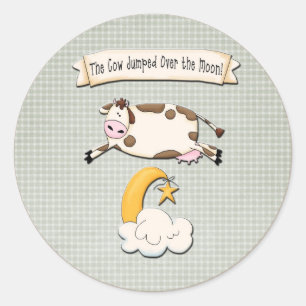 Sticker Rond La vache à lunette s'est cognée au-dessus de la lu