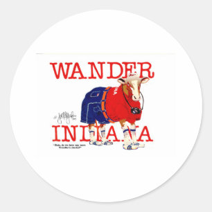 Sticker Rond La vache de l'Indiana d'errer