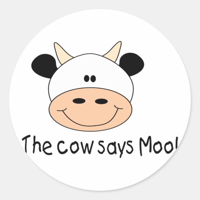 Sticker Rond La vache dit Moo (Devant)