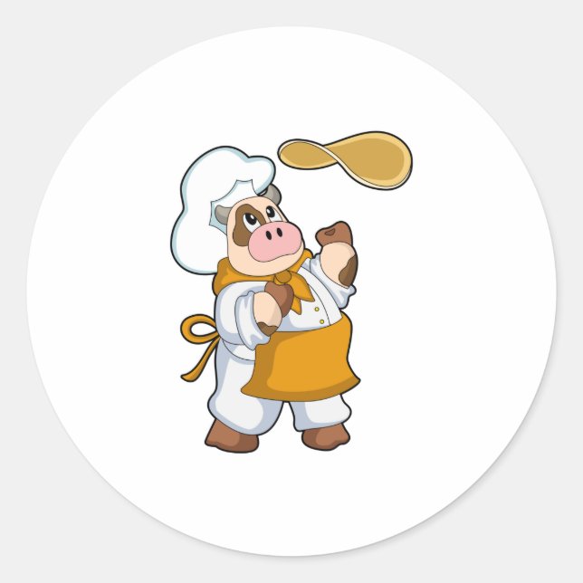 Sticker Rond La vache fait cuire avec Dough (Devant)