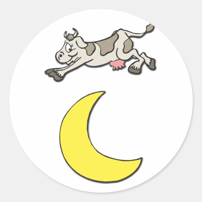 Sticker Rond La vache saute au-dessus de la lune (Devant)