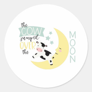 Sticker Rond La Vache S'Est Jumelée Sur La Lune