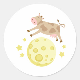 Sticker Rond La vache sur la lune
