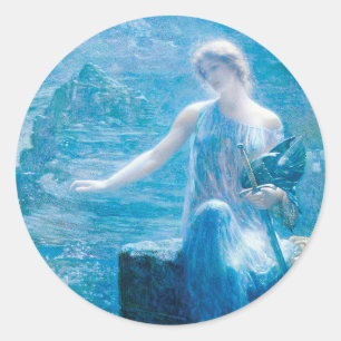 Sticker Rond La veillée de Valkyrie par Edward Robert Hughes