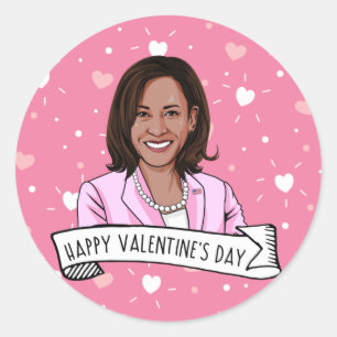 Sticker Rond La Vice-présidente Kamala Harris Valentine's Day