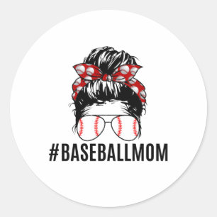 Sticker Rond La vie de maman du baseball