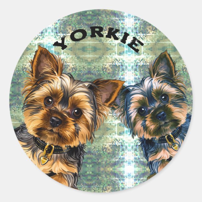 Sticker Rond La vie de Yorkie (Devant)