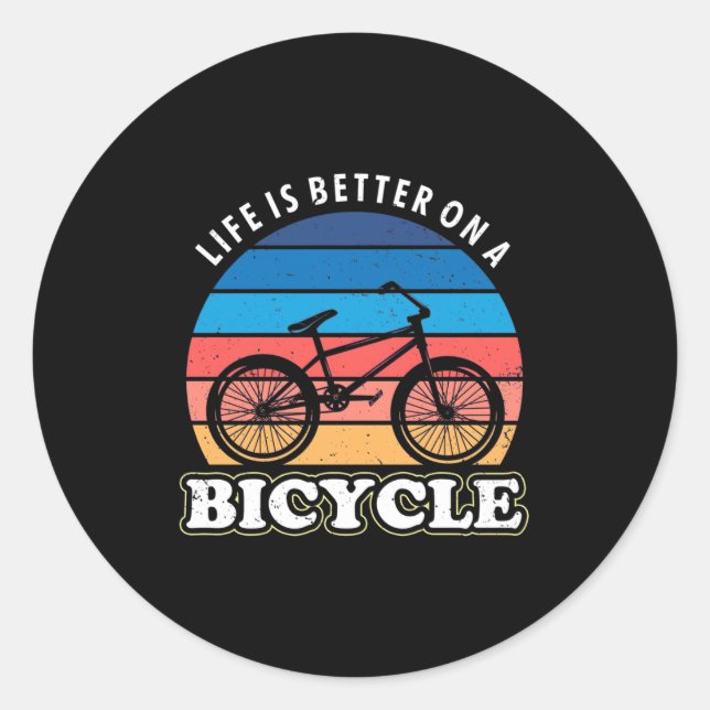 Sticker Rond La Vie Est Mieux À Vélo (Devant)