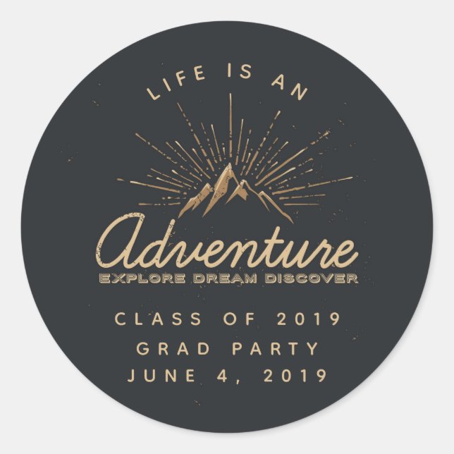 Sticker Rond La vie est un diplôme d'aventure (Devant)