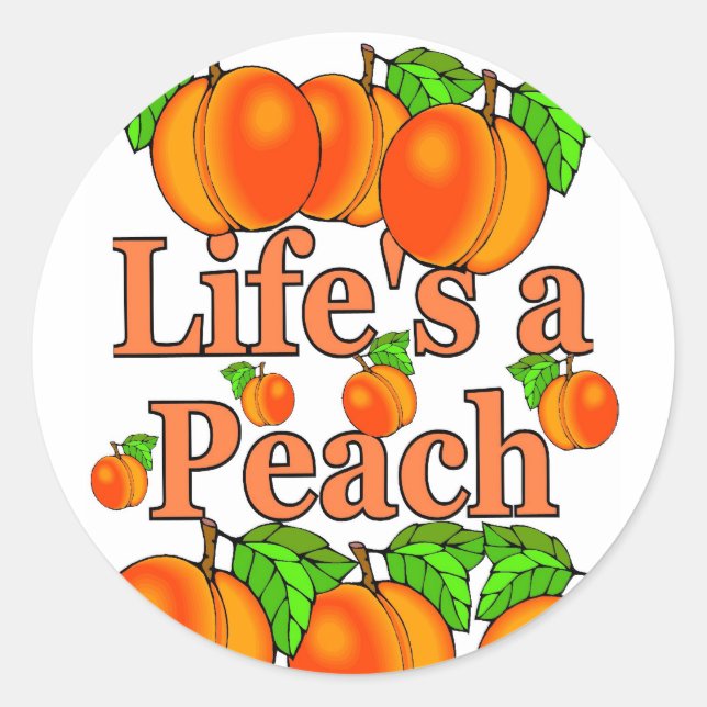 Sticker Rond La vie est une pêche (Devant)
