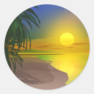 Sticker Rond La vie est une plage ensoleillée