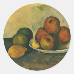 Sticker Rond La vie morte avec les pommes par Paul Cezanne