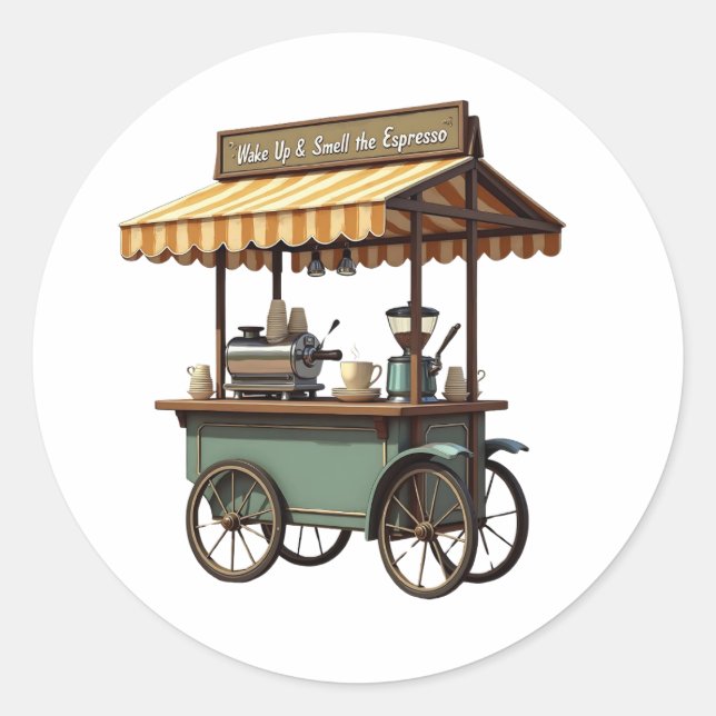 Sticker Rond La vie se passe, le café aide (Devant)