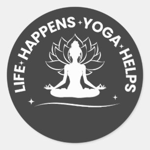 Sticker Rond La vie se passe Le yoga aide à la méditation et le