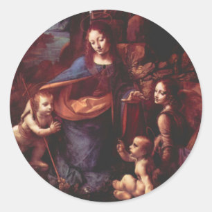 Sticker Rond La Vierge des Rochers de Léonard de Vinci