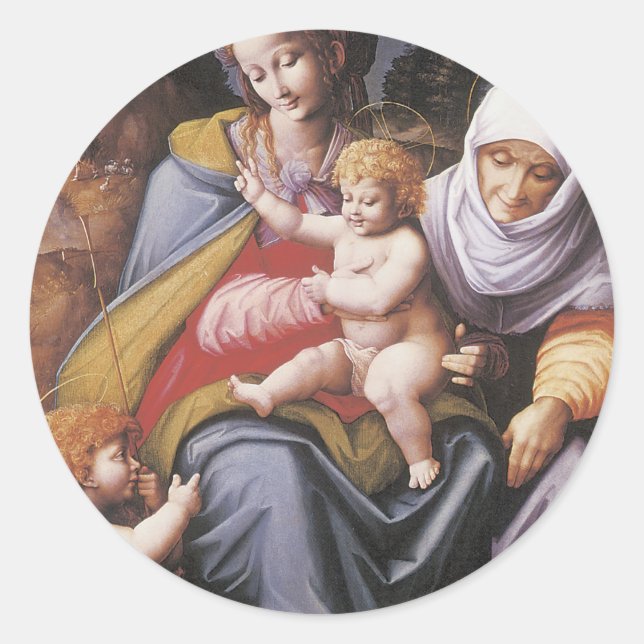 Sticker Rond La Vierge et l'Enfant avec St Elizabeth (Devant)
