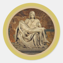 Sticker Rond La Vierge Marie et le Christ Pietà par Michel-Ange