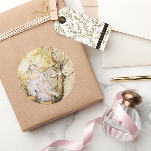 Sticker Rond La Vintage Fée Arbre (Cadeaux)