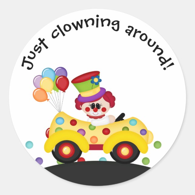 Sticker Rond La voiture de clown pointille l'autocollant de (Devant)
