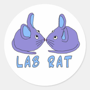 Sticker Rond Lab deux souris bleues de laboratoire