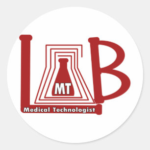 STICKER ROND LAB FLASK LOGO MT - TECHNOLOGUE MÉDICALE