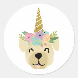Sticker Rond Labicorn - Lab Unicorn - Labrador Retriever