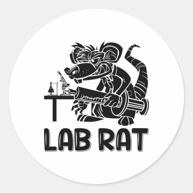Sticker Rond Laboratoire Technique Laboratoire Chimiste de Rat  (Devant)