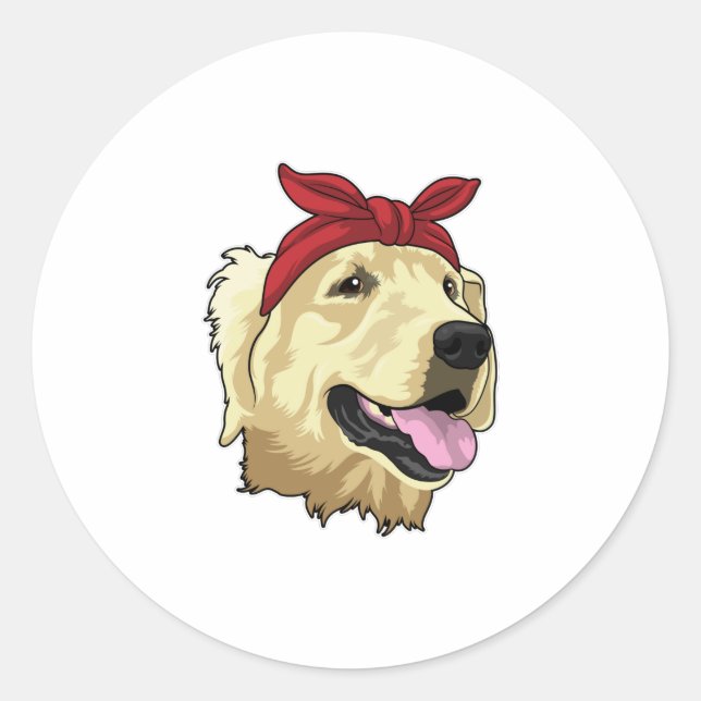 Sticker Rond Labrador avec Bandana (Devant)