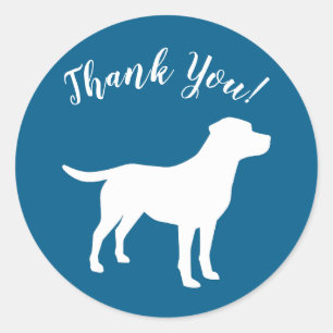 Sticker Rond Labrador Chien Baby shower Blue Boy Lab