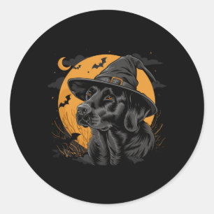 Sticker Rond Labrador Halloween drôle mignon chien Lab noir Mam