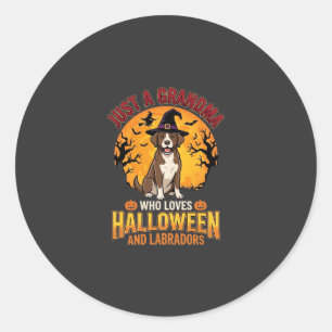 Sticker Rond Labrador Halloween Grand-mère Conception de chien_