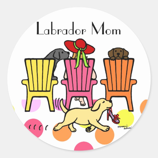 Sticker Rond Labrador Mom at Pool (Devant)