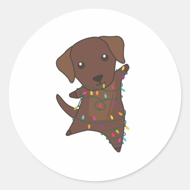 Sticker Rond Labrador Noël Neige Animaux d'hiver Chiens (Devant)