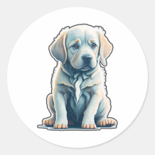 Sticker Rond Labrador Retriever Calme Puppy