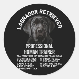 Sticker Rond Labrador Retriever Chien Black Lab Huma profession