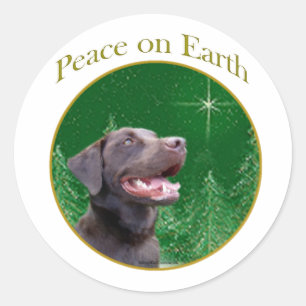 Sticker Rond Labrador Retriever (choc) Peace